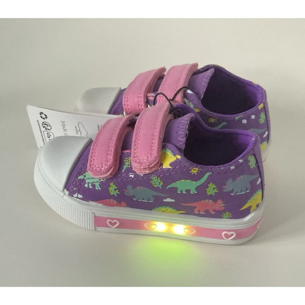 Funcoo Plus Kids Light Up Sneakers Toddler Girls Canvas Purple Size 6